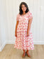 Raina Floral Midi Dress in Red