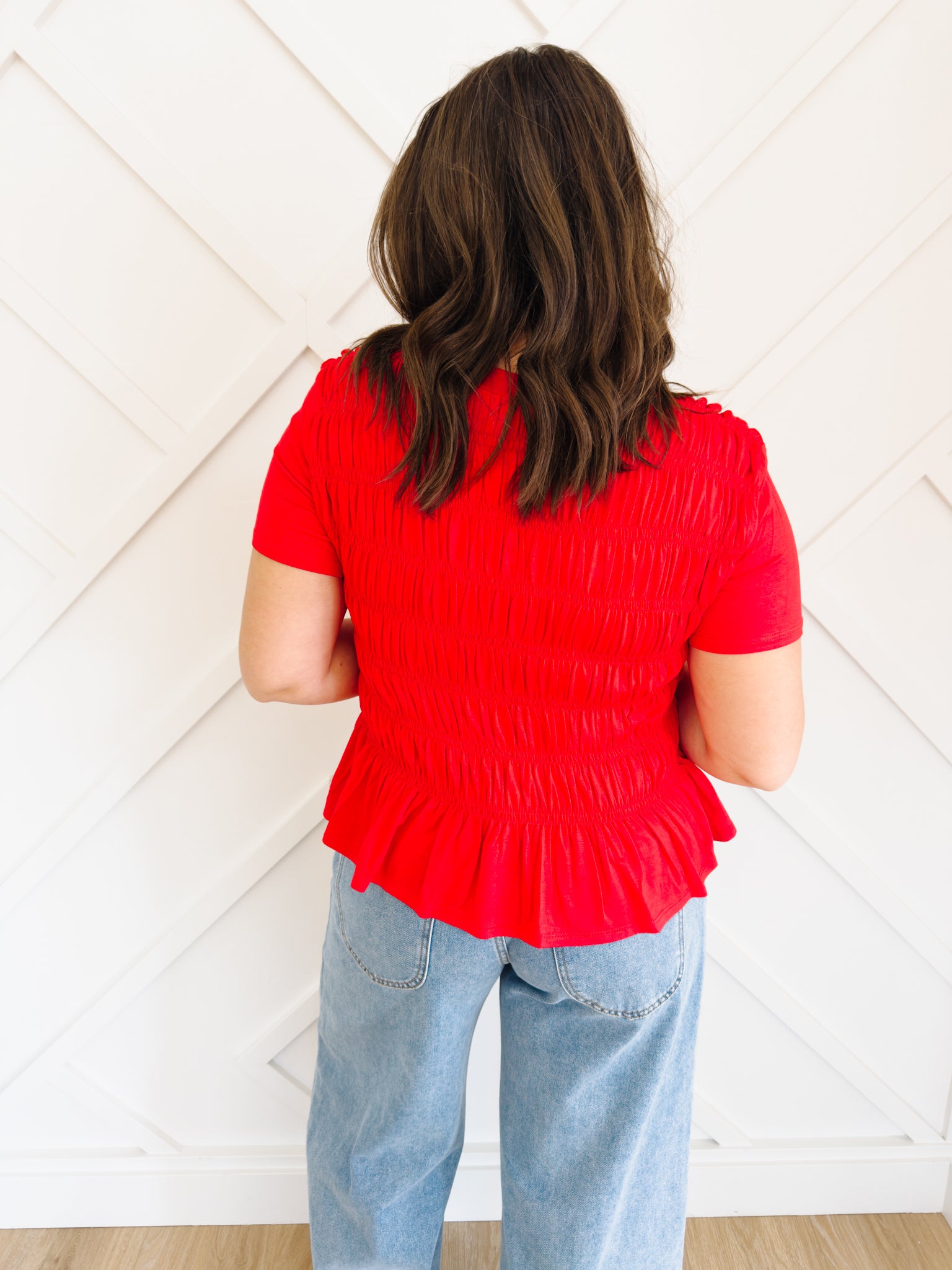 Marla Ruched Top in Red - Lettie Boutique