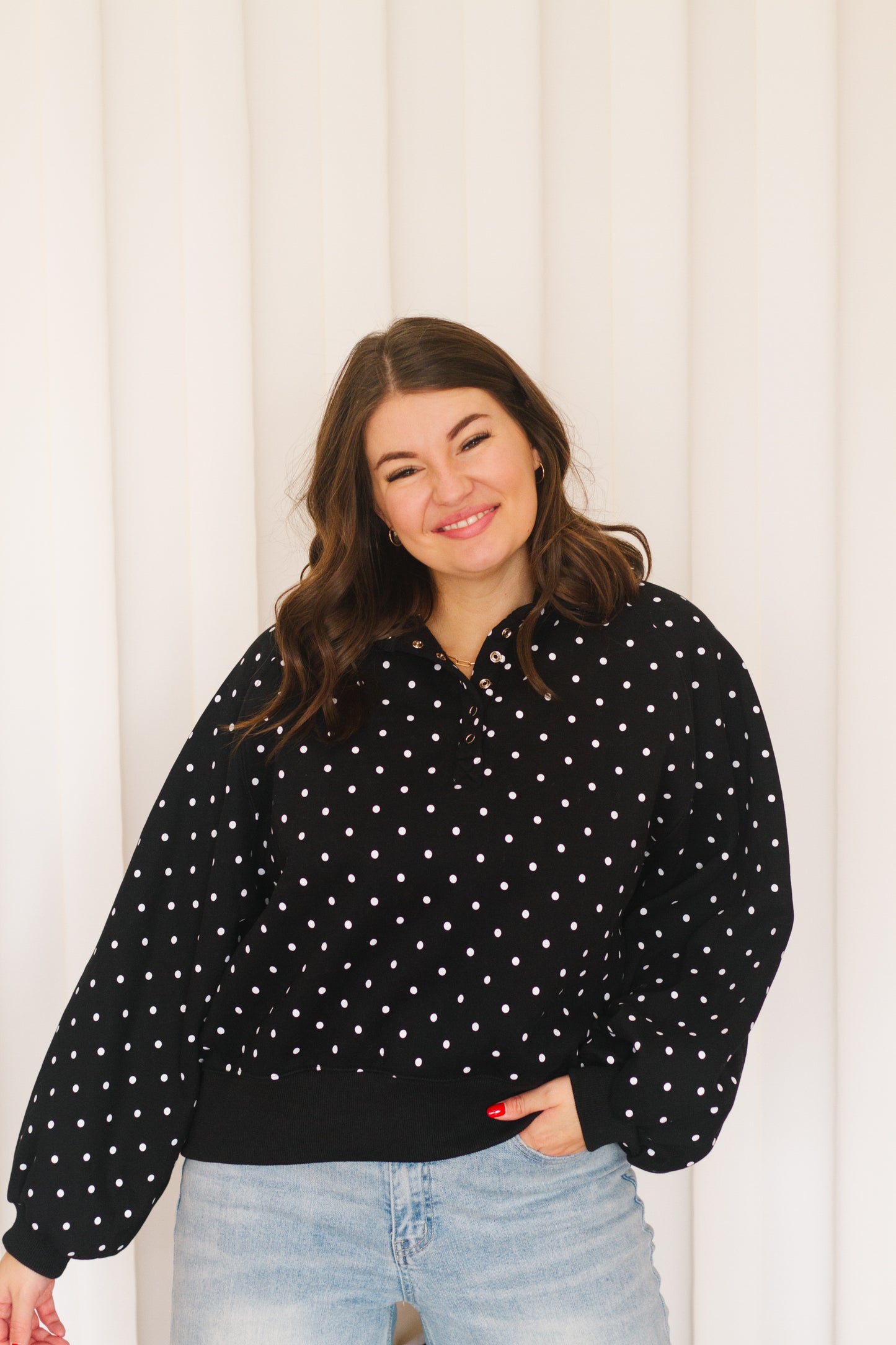 Delia Polka Dot Pullover