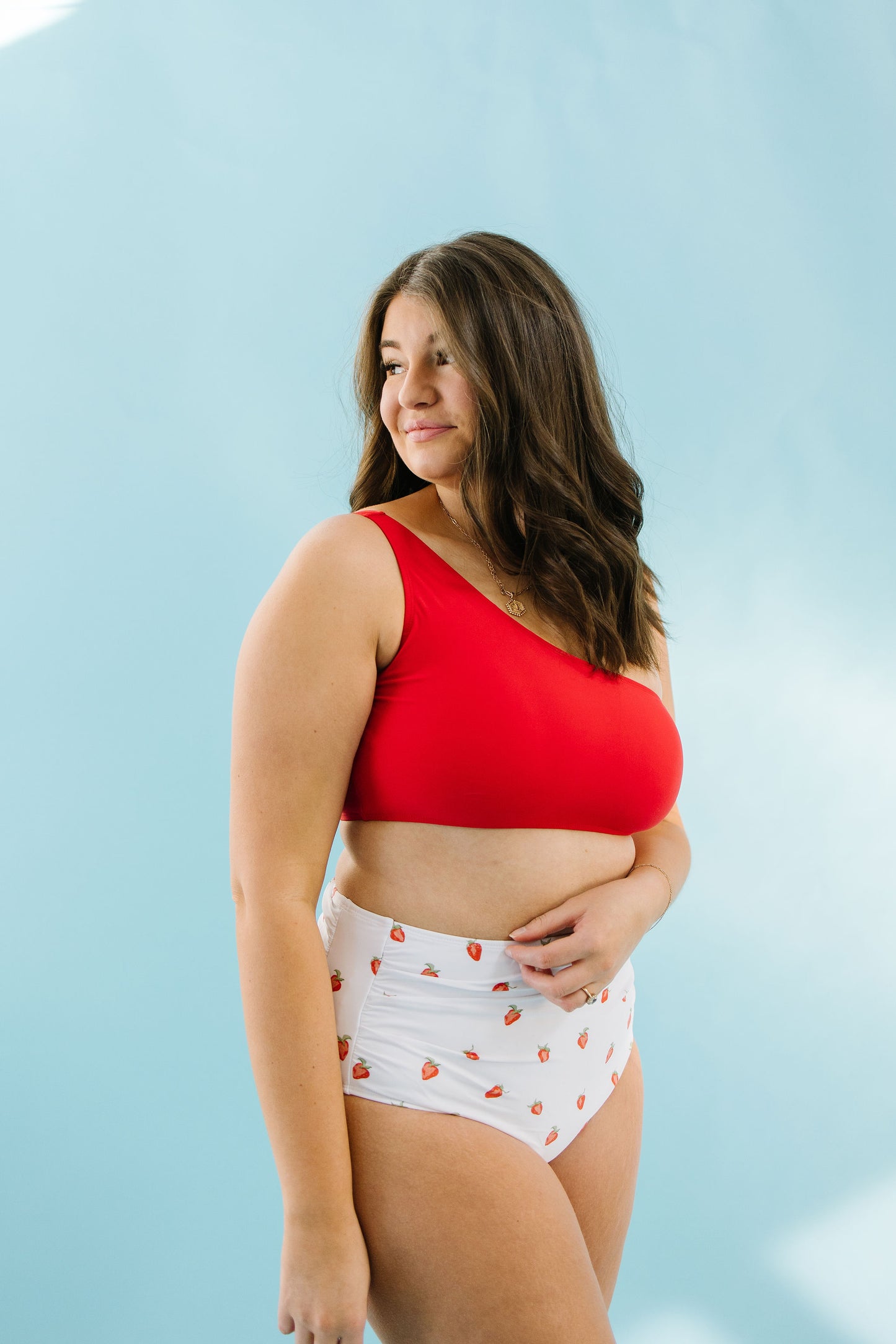 Tide One Shoulder Top in Red