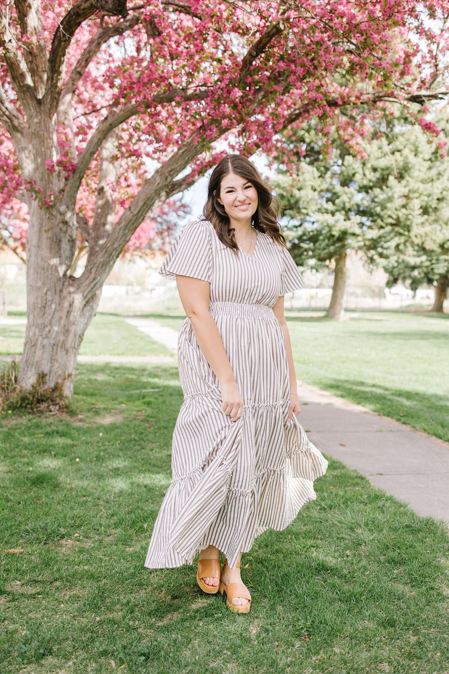 Eden Maxi Dress in Birch Stripe - Lettie Boutique