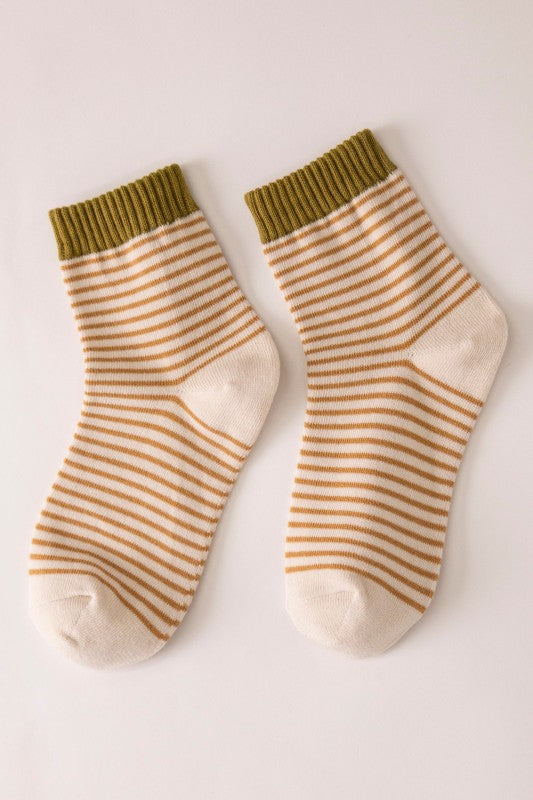 Striped Crew Sock (5 Colors) - Lettie Boutique