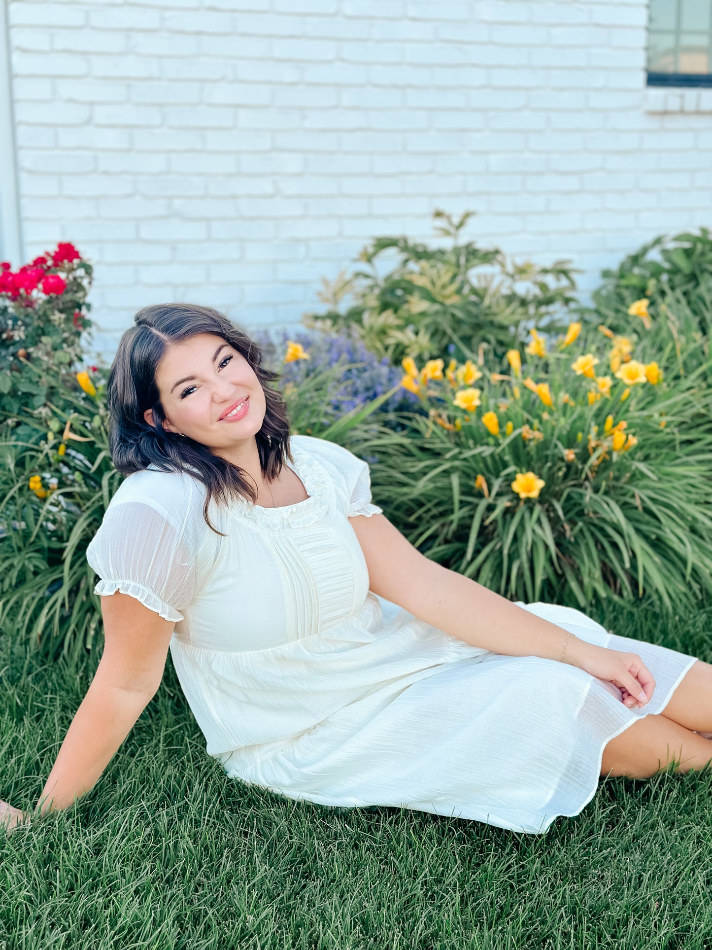 Raina Midi Dress in Cream