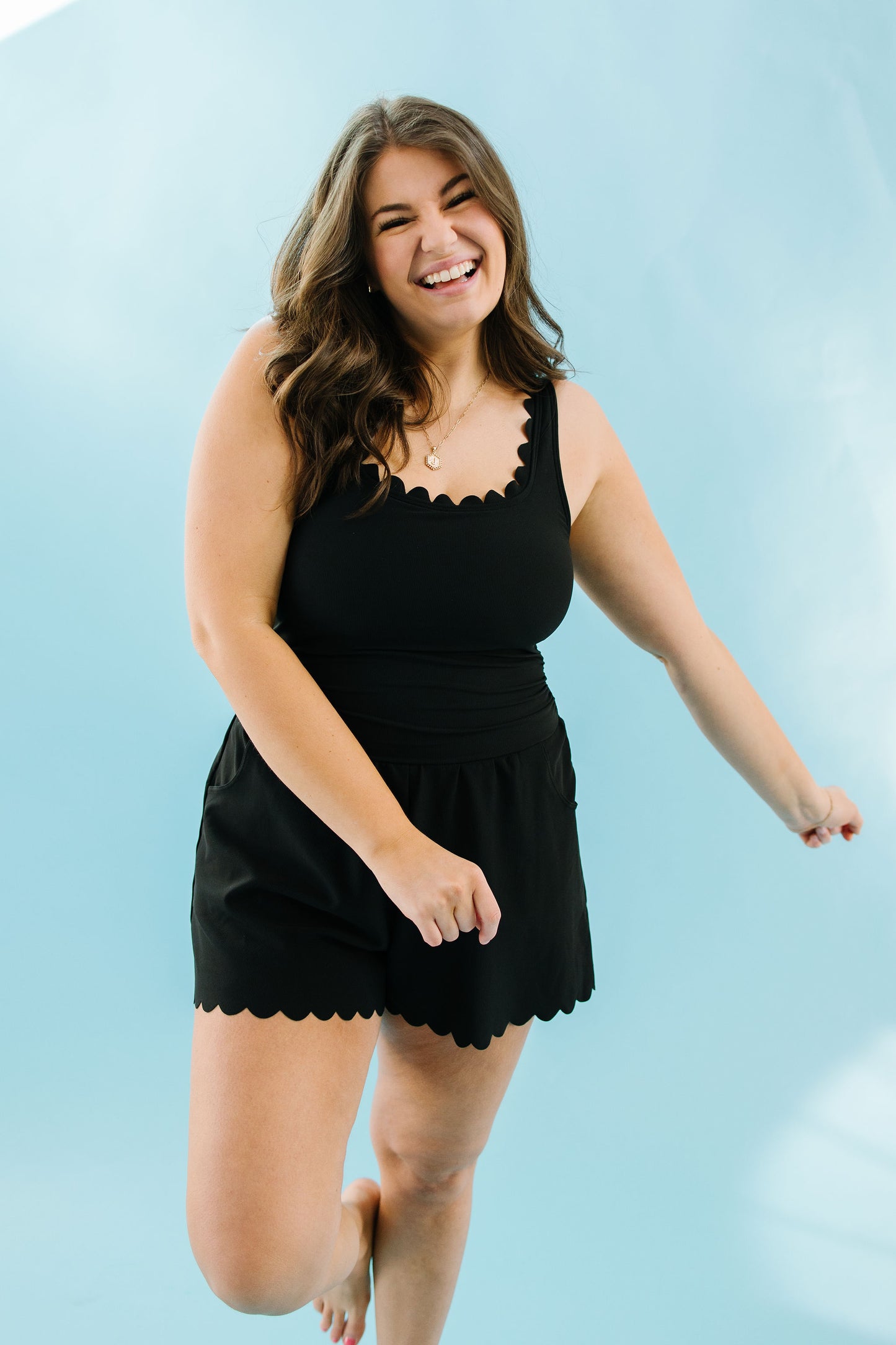 Misty Scalloped Romper Swimsuit