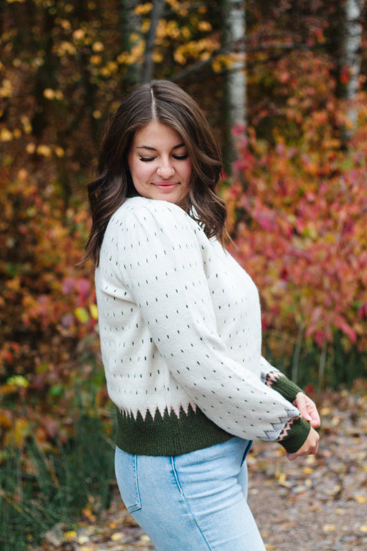 Vivian Geometric Sweater in Olive