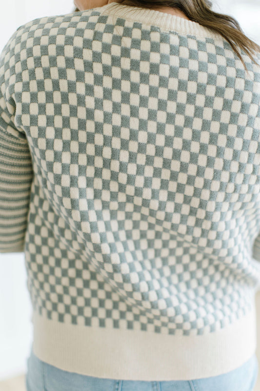 Conlin Checkered Sweater in Sage