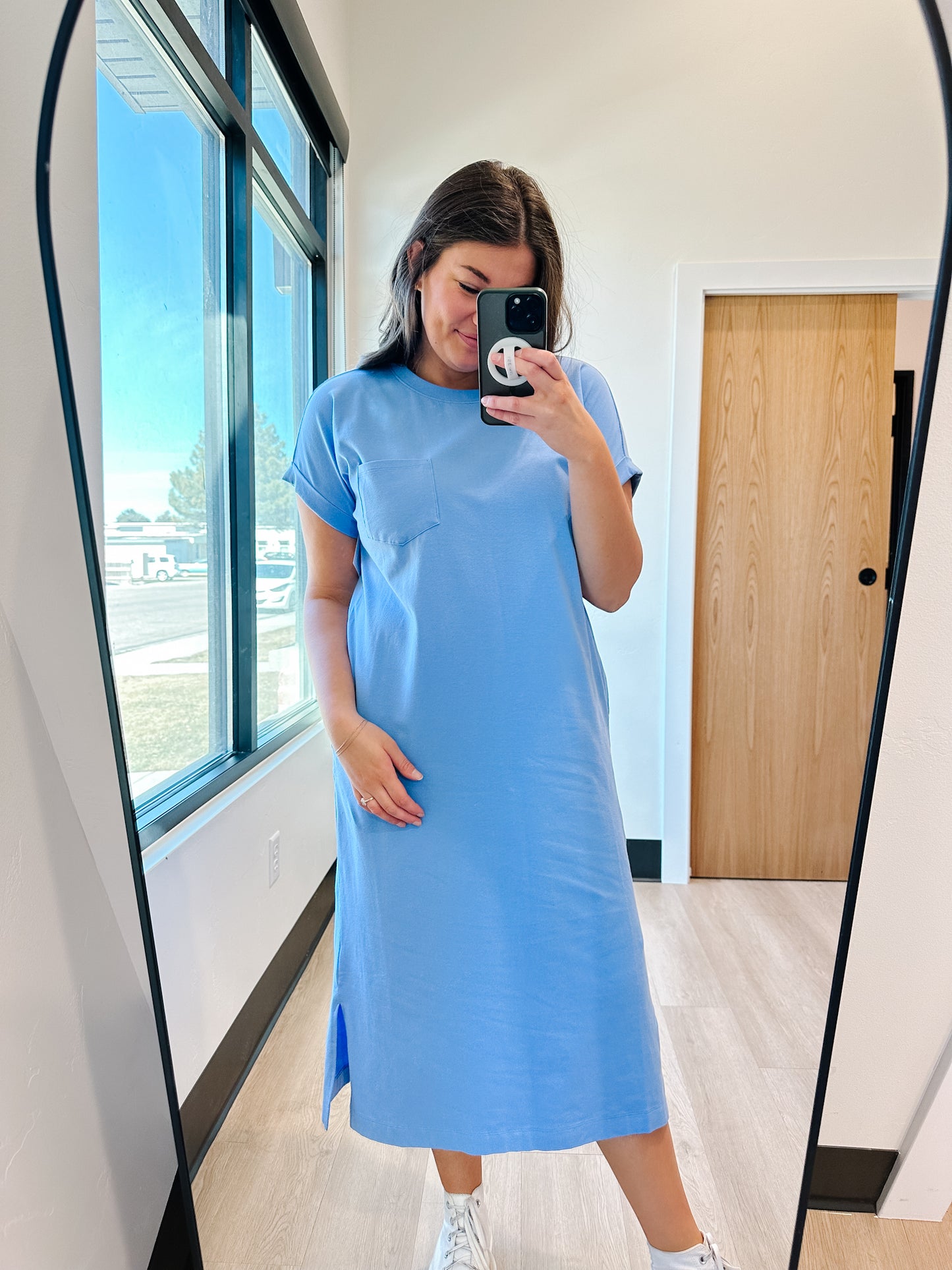 Adalee Midi T-Shirt Dress in Blue - Lettie Boutique