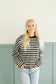 James Button Cardigan in Black Stripe