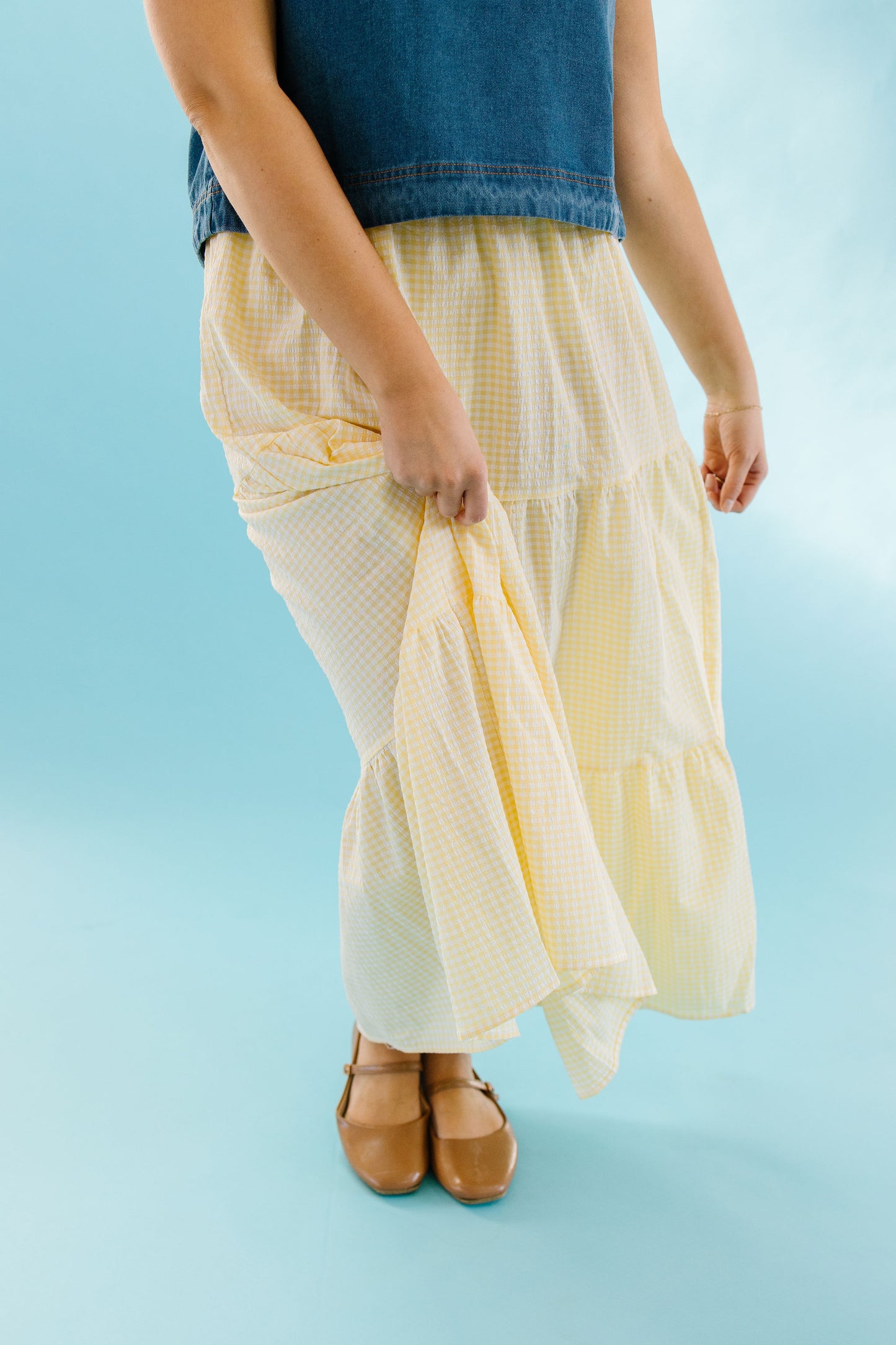 *Mimi Gingham Skirt in Yellow - Lettie Boutique