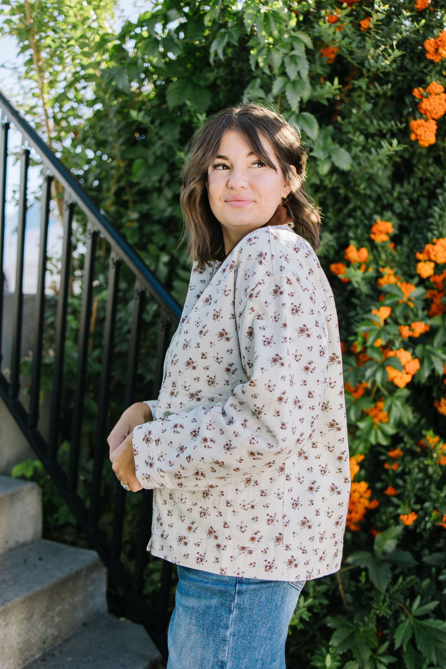 Liana Floral Corduroy Denim Jacket