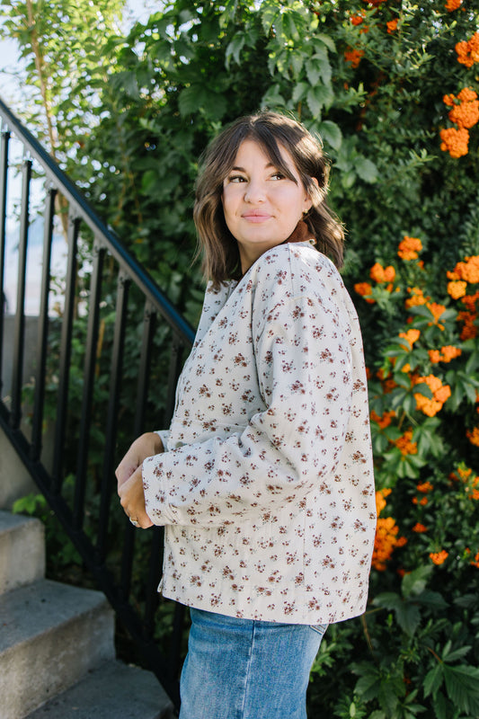 Liana Floral Corduroy Denim Jacket - Lettie Boutique