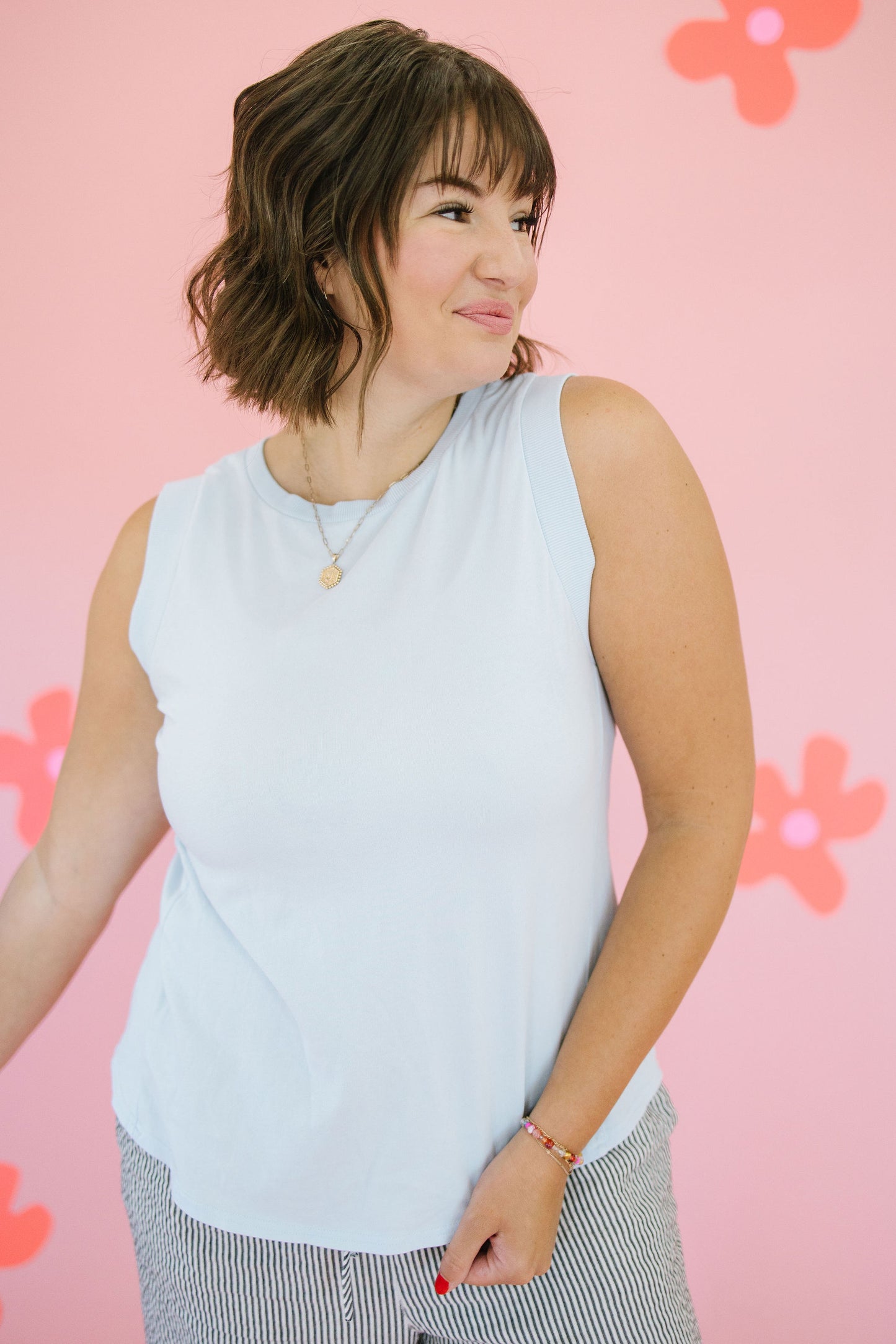 +Brynn Tank Top in Light Blue - Lettie Boutique