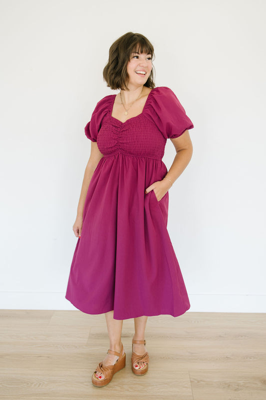 *Beren Smocked Dress in Berry - Lettie Boutique