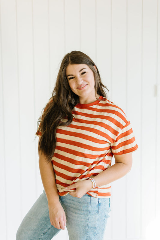 Max Stripe Tee in Rust