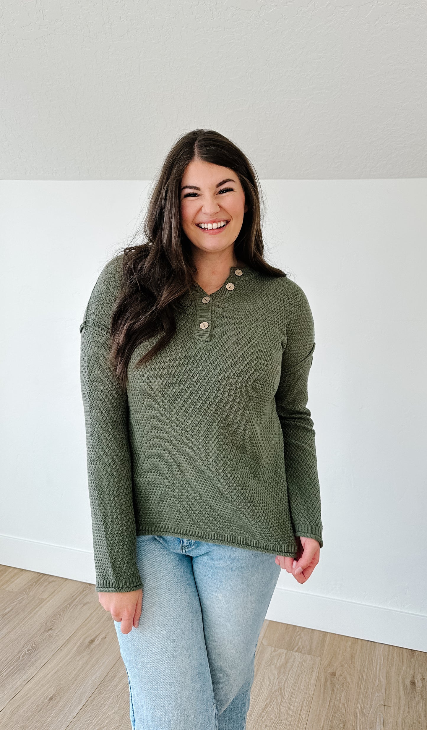 Farah Button Sweater in Olive