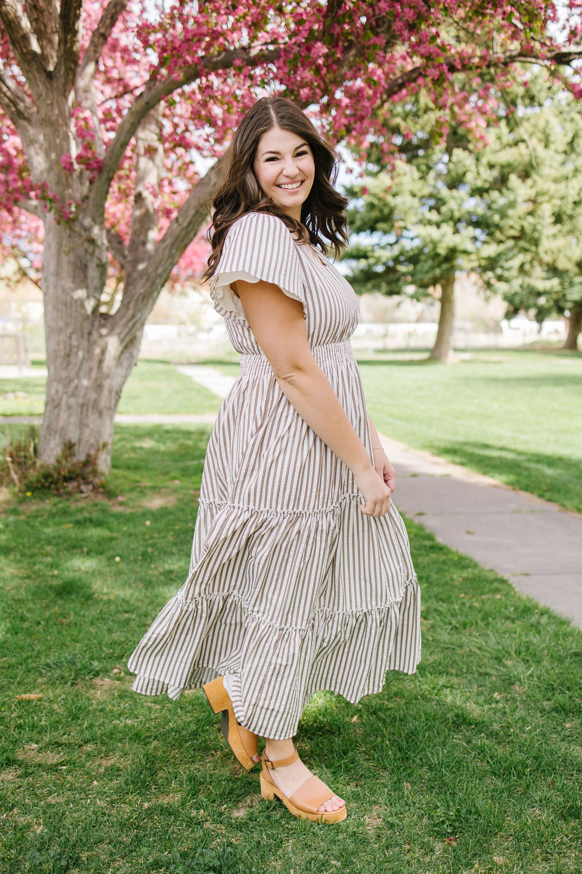 Eden Maxi Dress in Birch Stripe - Lettie Boutique