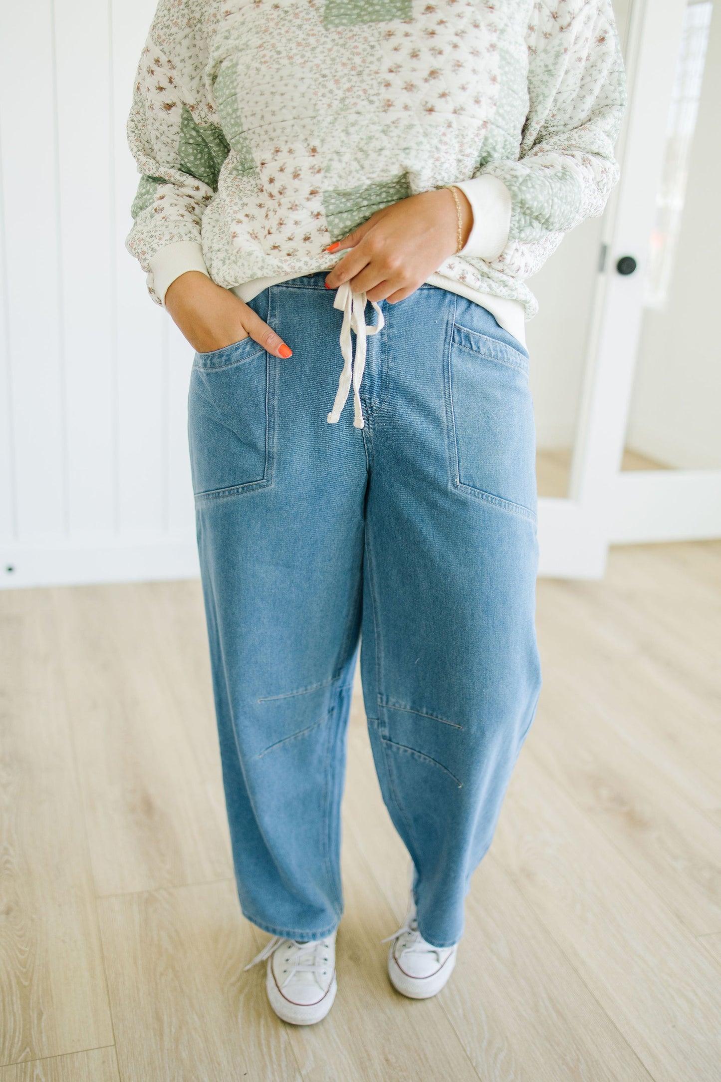 Lawson Drawstring Denim Pants