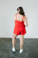 Misty Scalloped Romper Swimsuit in Red - Lettie Boutique