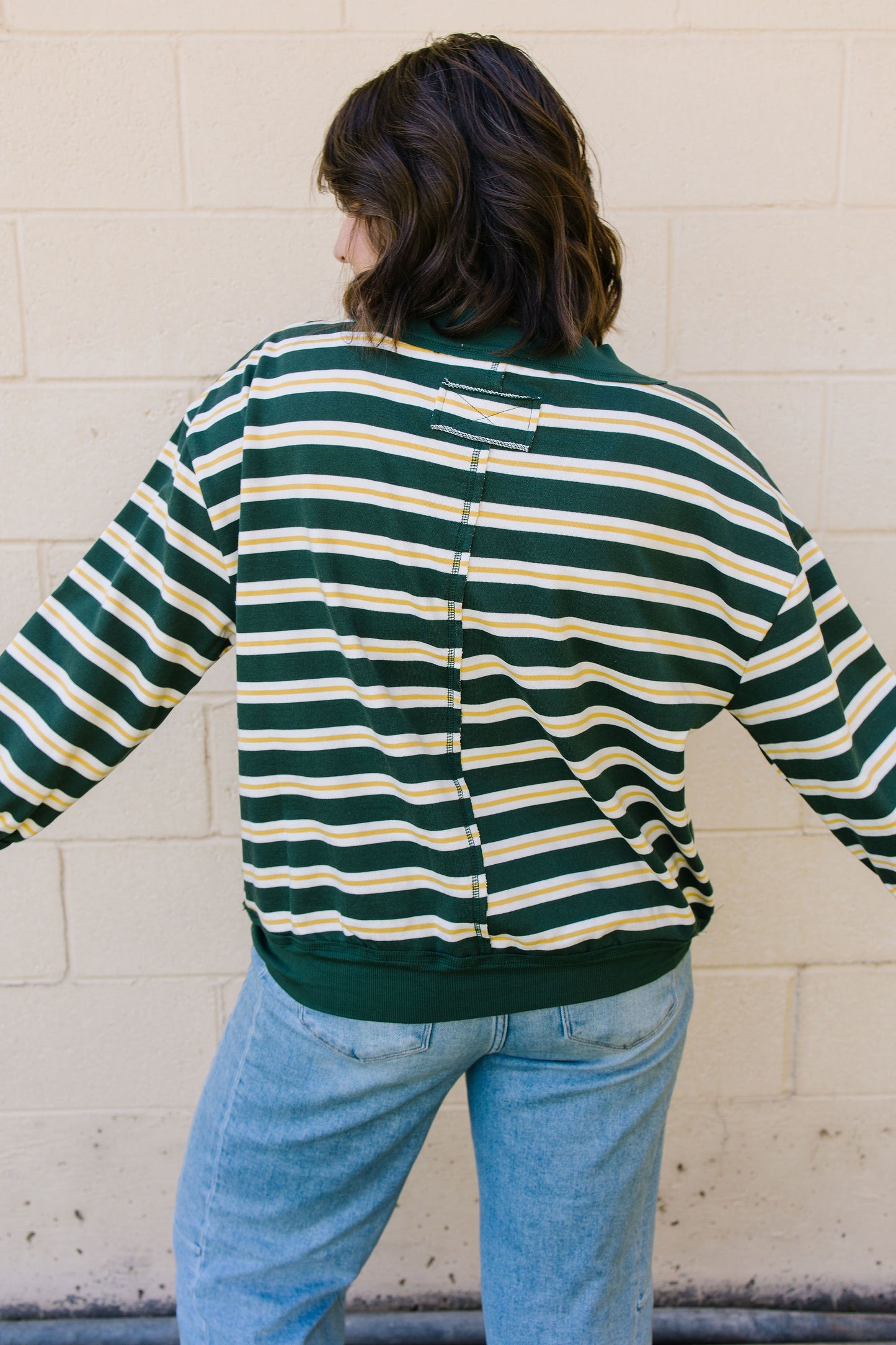 +Lydia Striped Knit Top in Hunter Green - Lettie Boutique