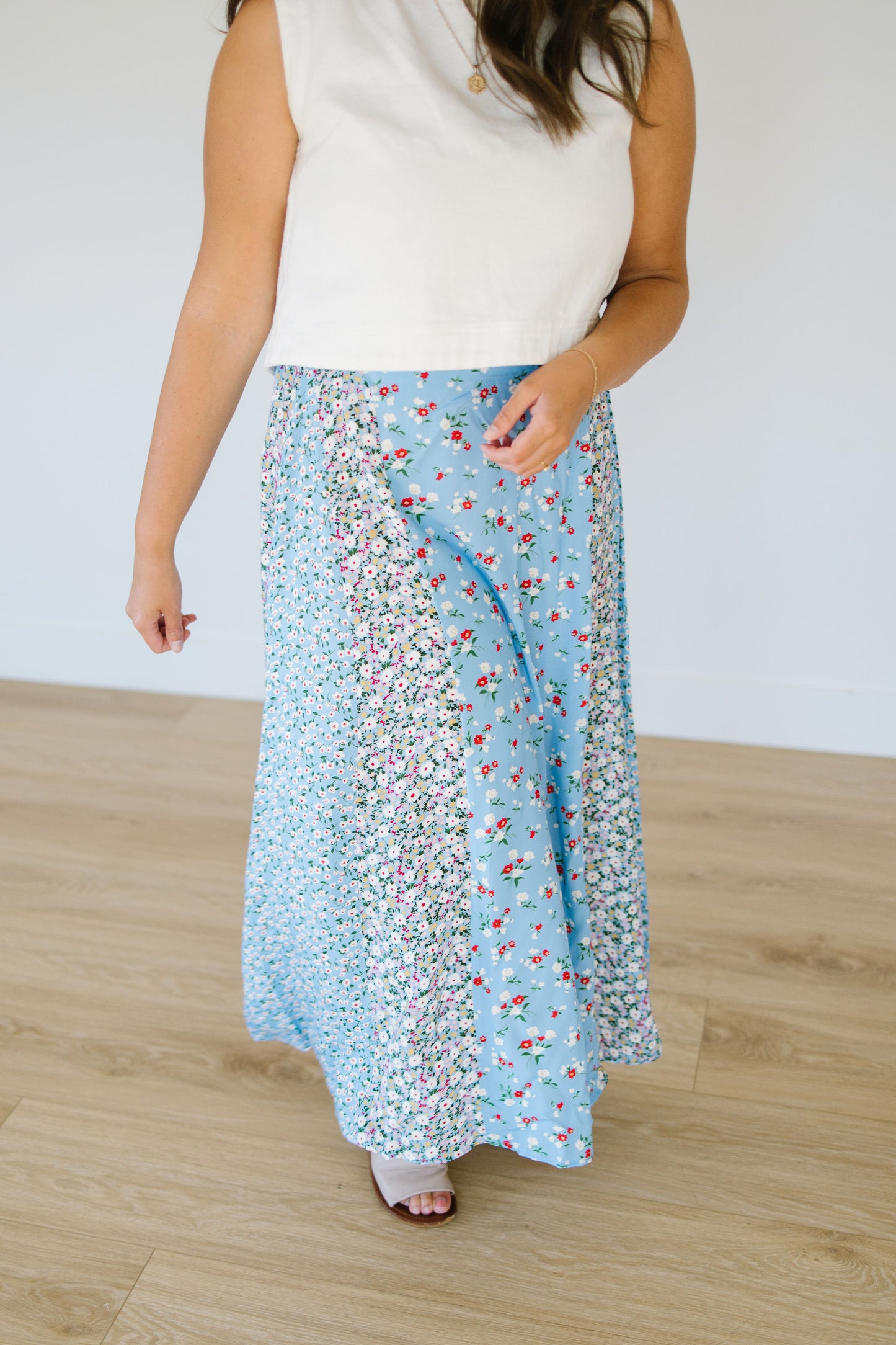 Wren Floral Skirt in Sky Blue - Lettie Boutique