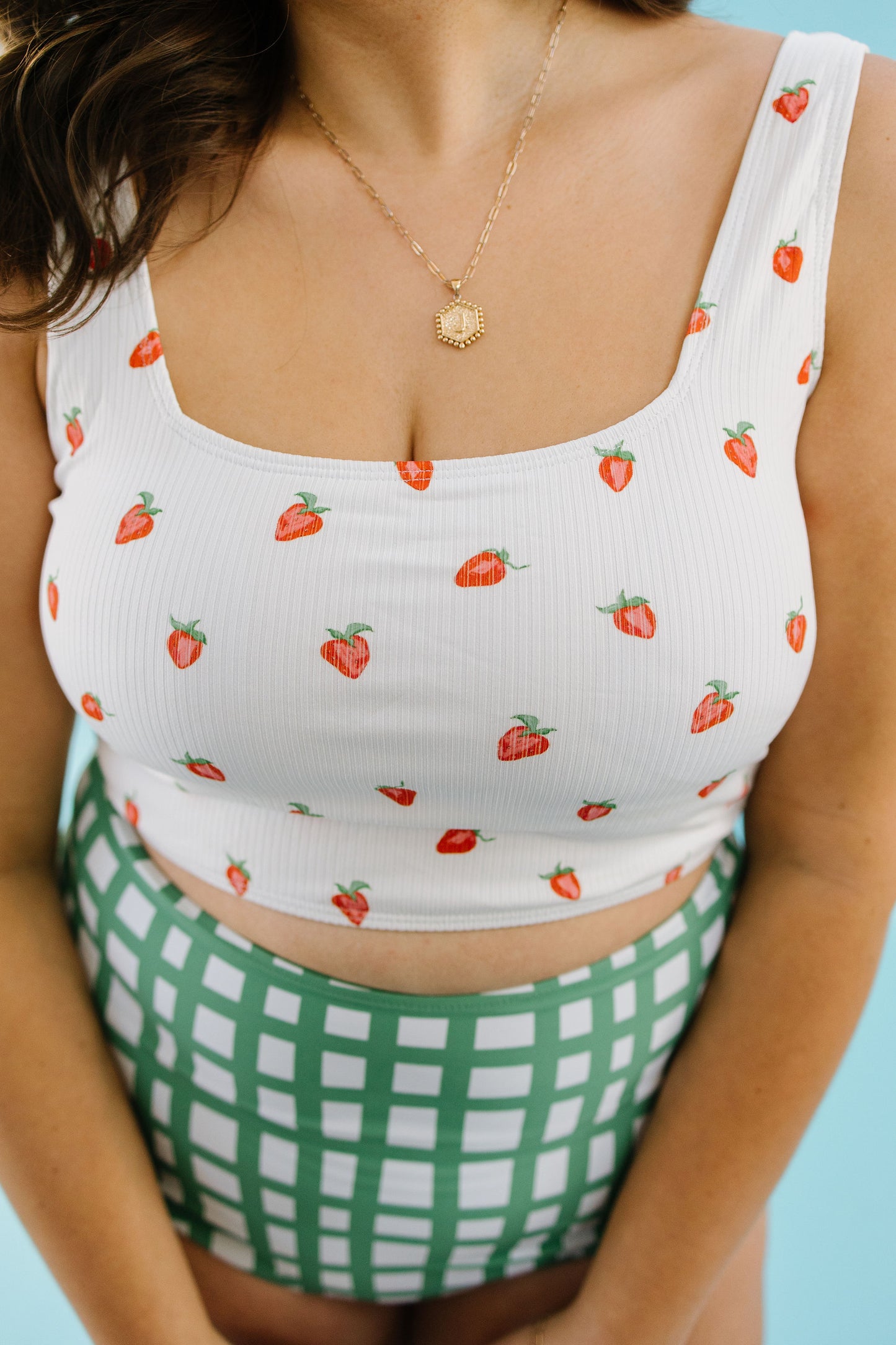 Miami Square Neck Swim Top in Strawberry - Lettie Boutique