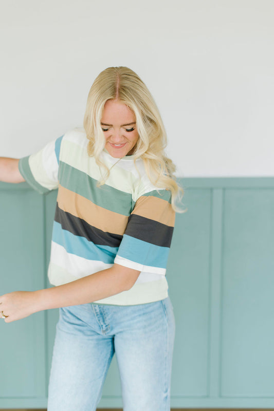 Storia Striped Tee in Olive
