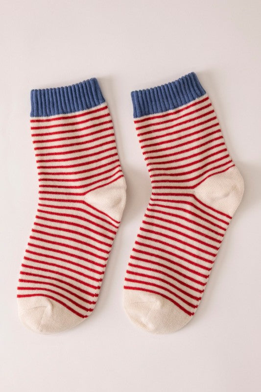 Striped Crew Sock (5 Colors) - Lettie Boutique
