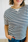 Kit Stripe Colorblock Tee in Navy - Lettie Boutique