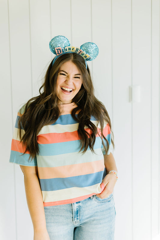 Storia Striped Tee in Coral