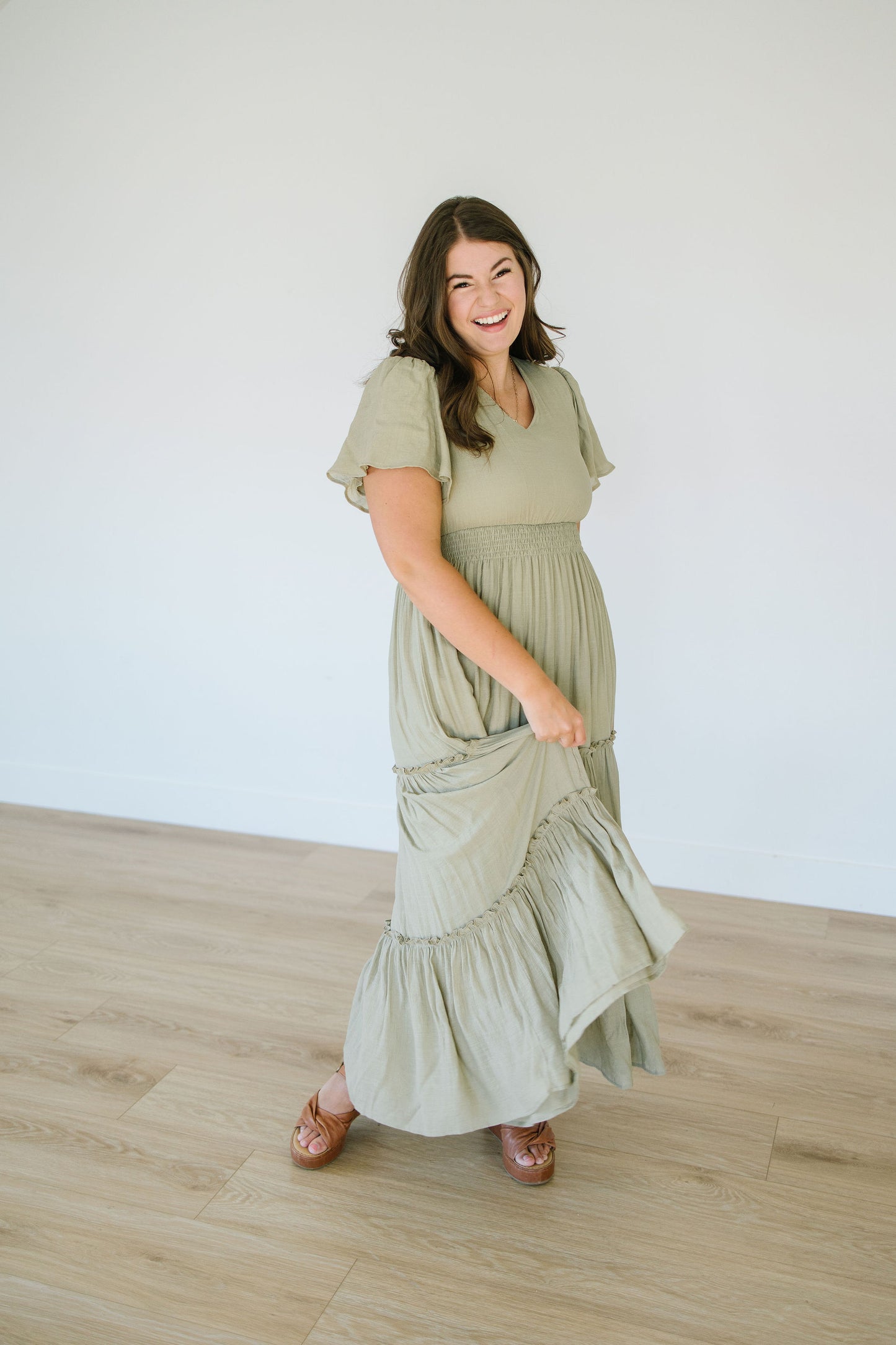 *Taylor Tiered Maxi Dress in Olive - Lettie Boutique