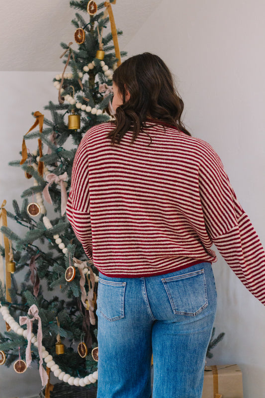 Melina Stripe Sweater in Red
