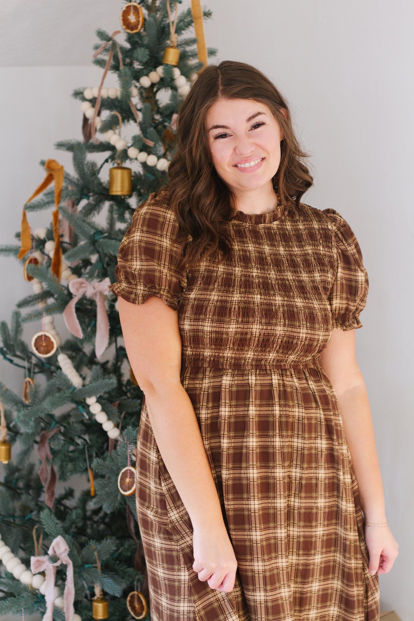 Lottie Plaid Midi Dress