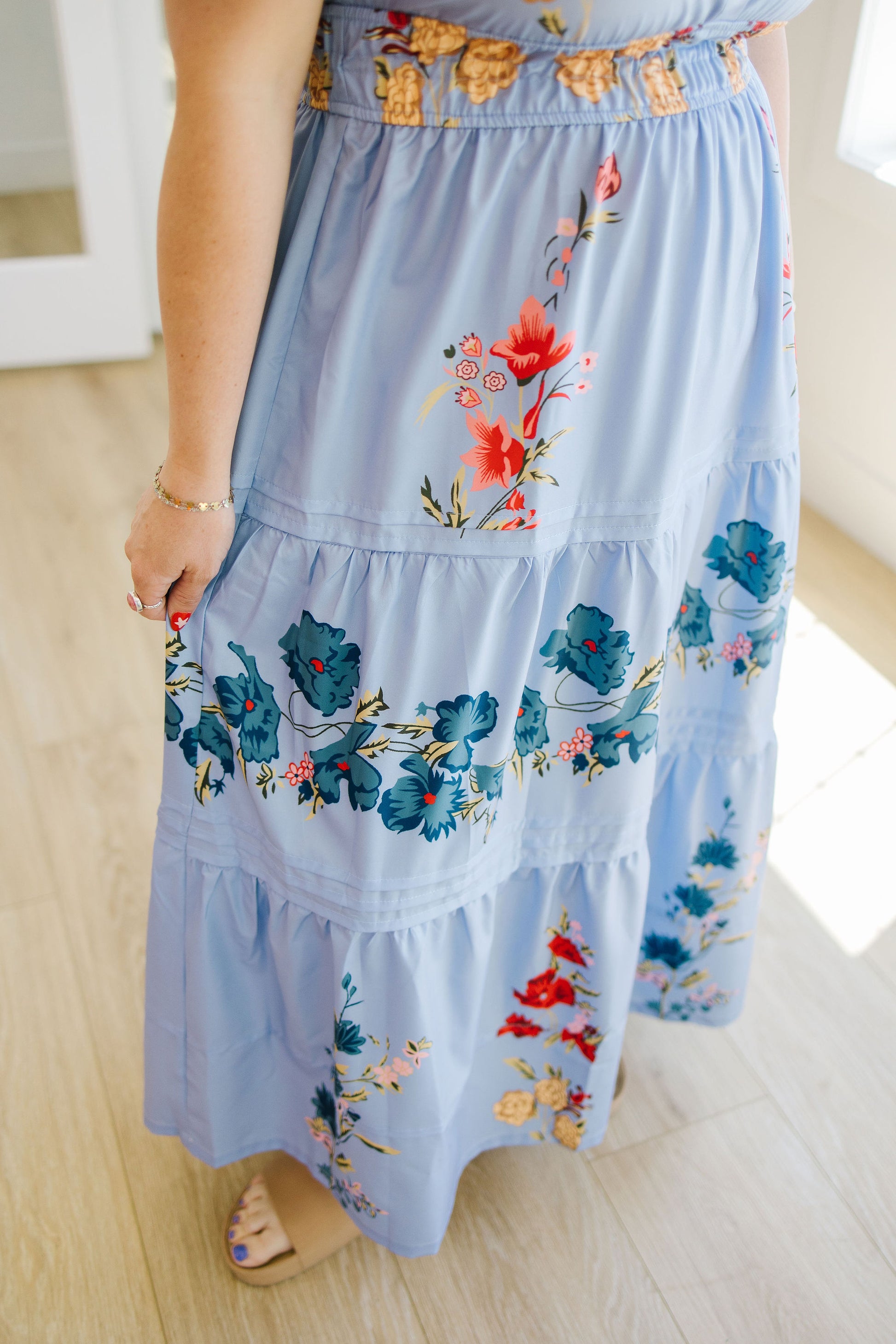 Kaydree Printed Maxi Dress in Blue - Lettie Boutique