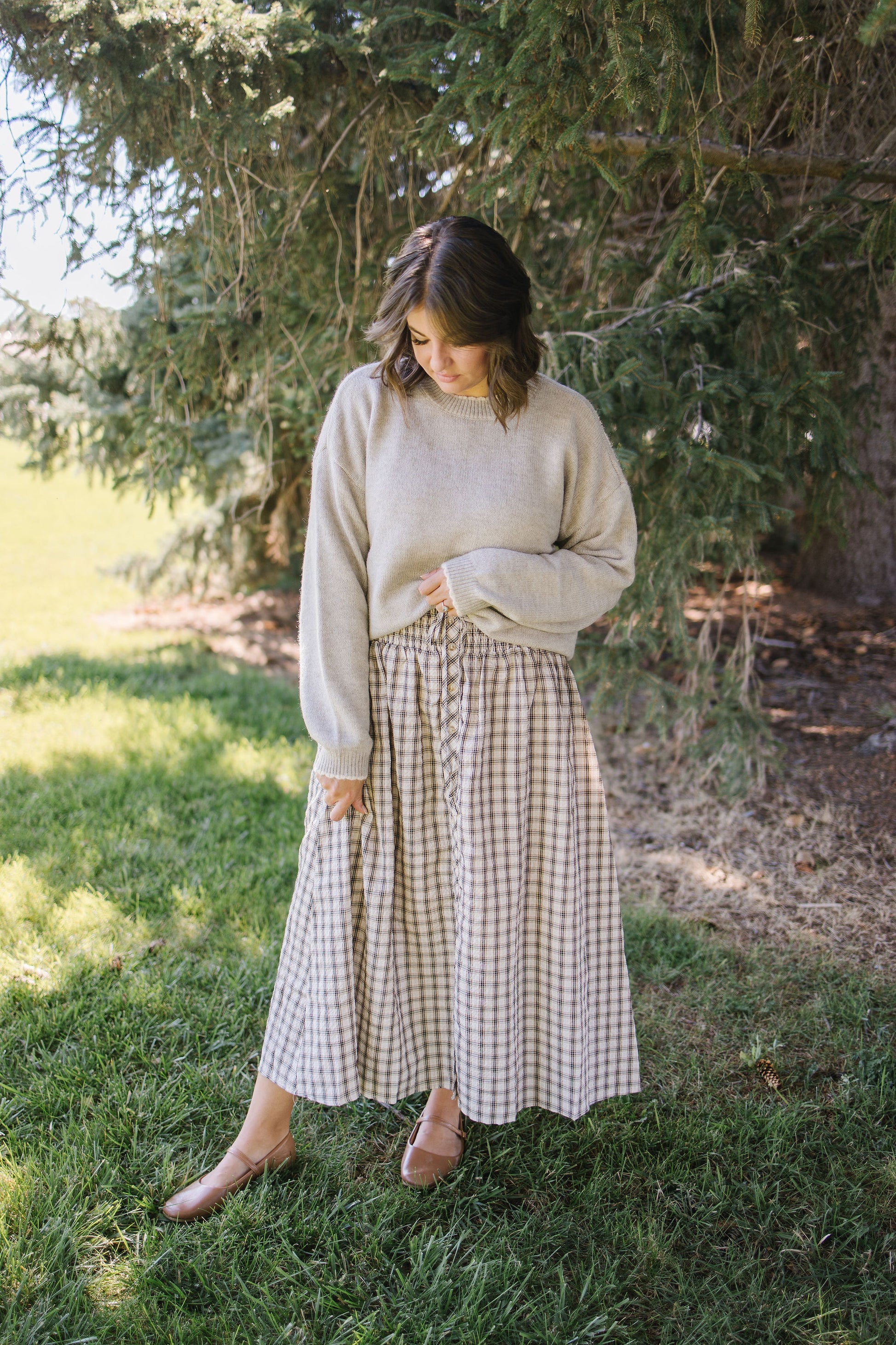 +Beth Plaid Button Down Skirt - Lettie Boutique