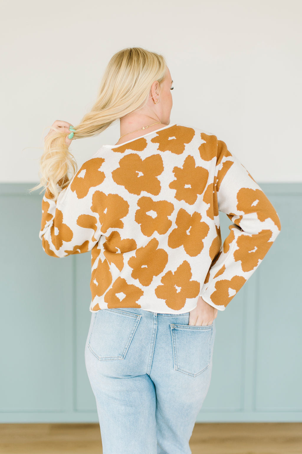 Maxwell Floral Sweater in Camel