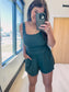 Misty Scalloped Romper Swimsuit in Green