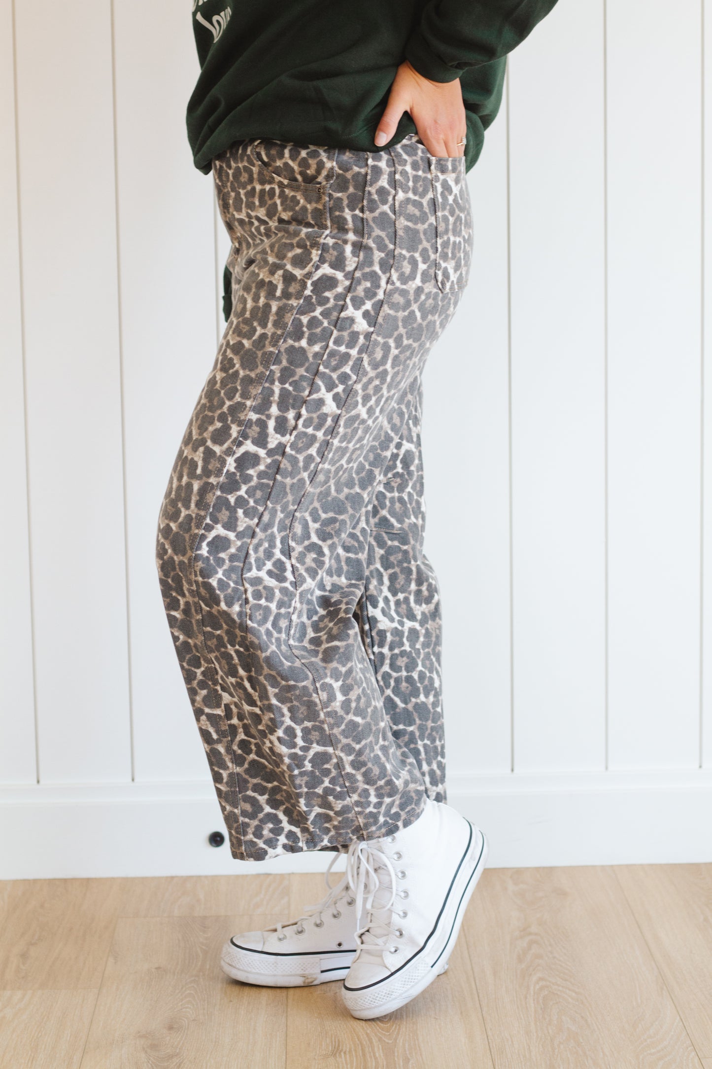 Asher Leopard Barrel Jeans