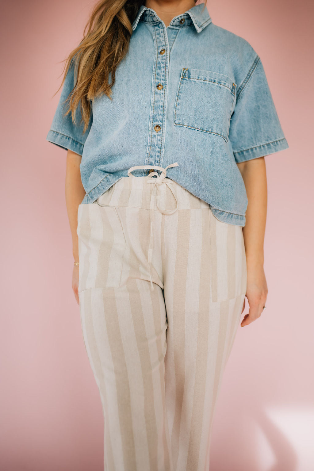 Nalany Striped Linen Pants