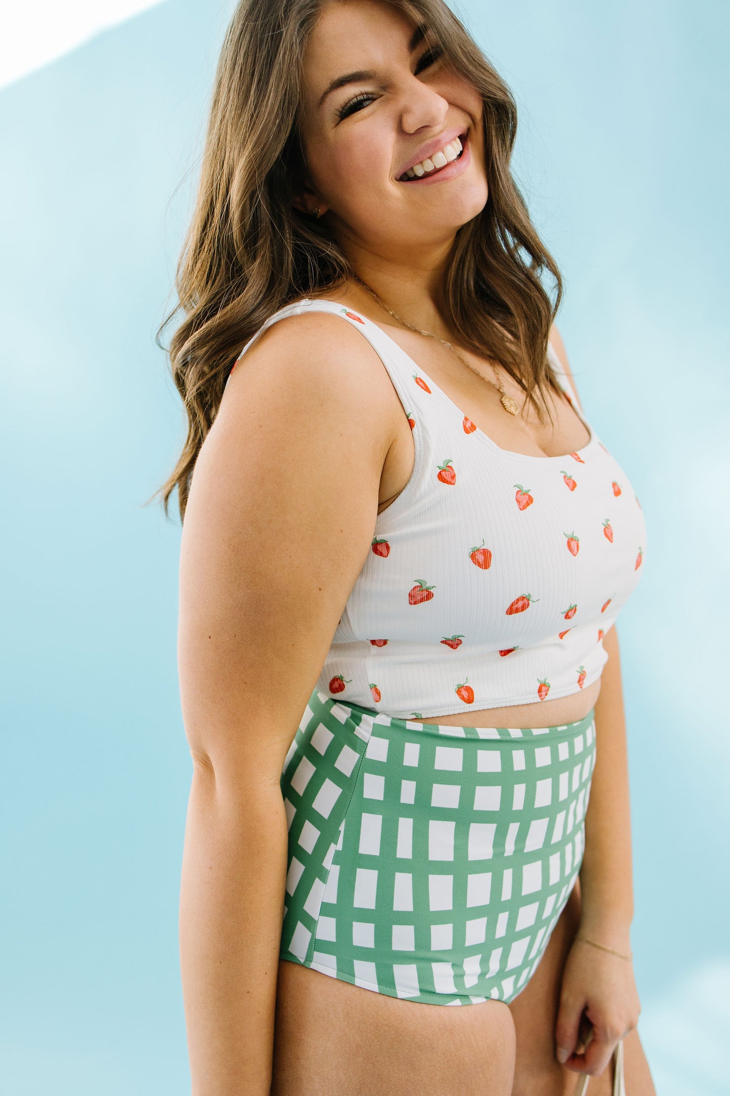 Miami Square Neck Swim Top in Strawberry - Lettie Boutique