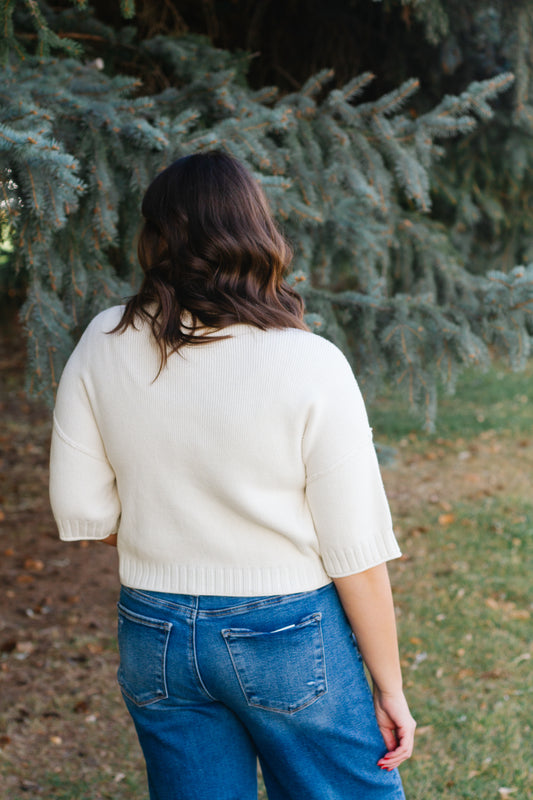 Shine Knit Sweater in Ivory