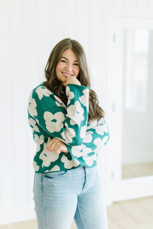 Maxwell Floral Sweater in Pine