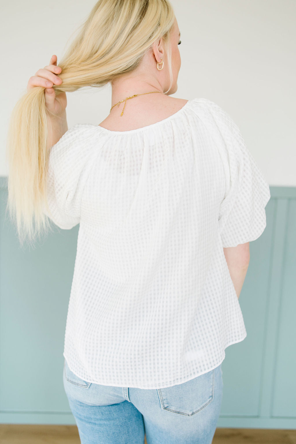 London Gingham Blouse in toupe