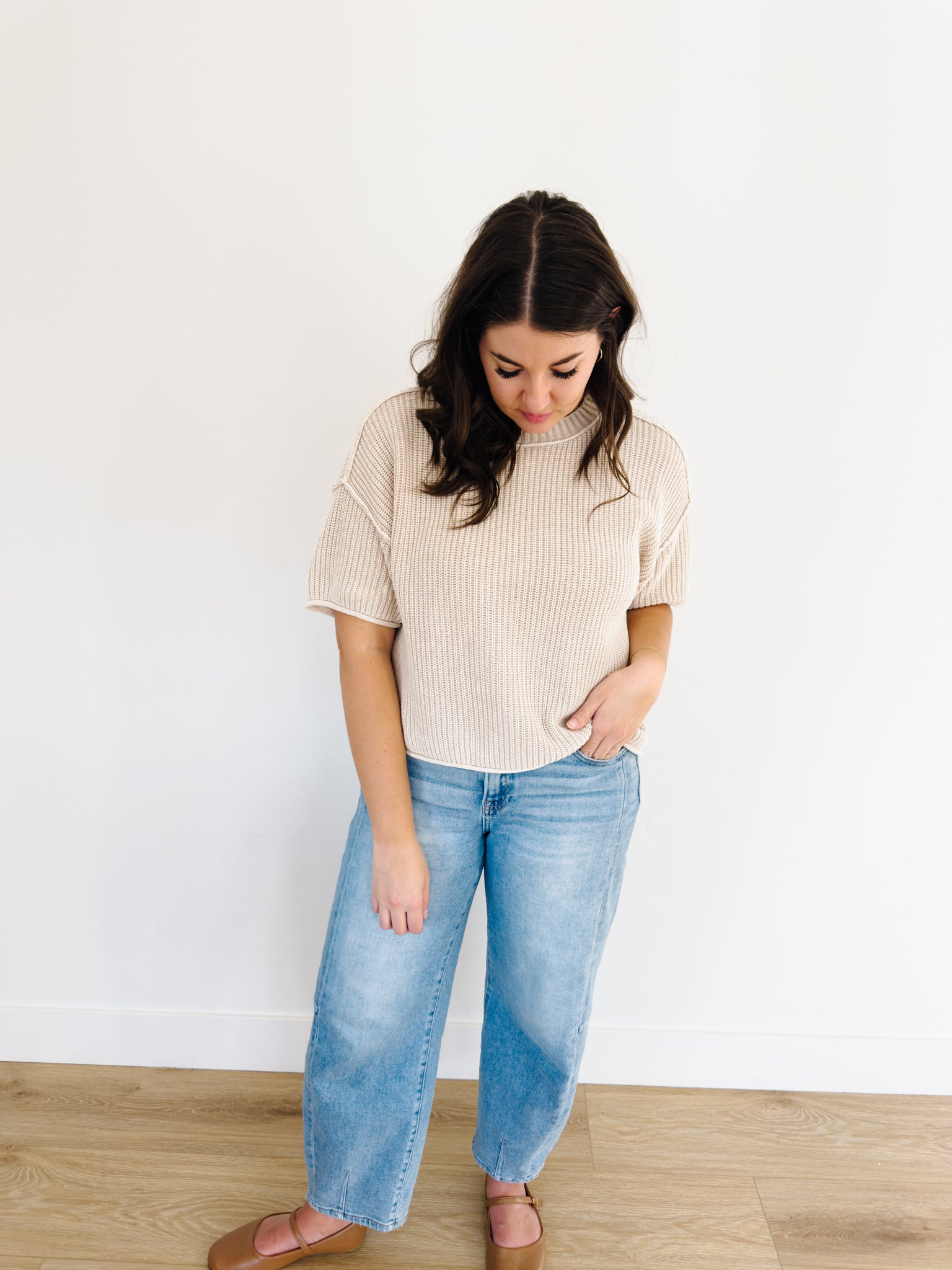 Everly Knit Short Sleeve Sweater - Lettie Boutique