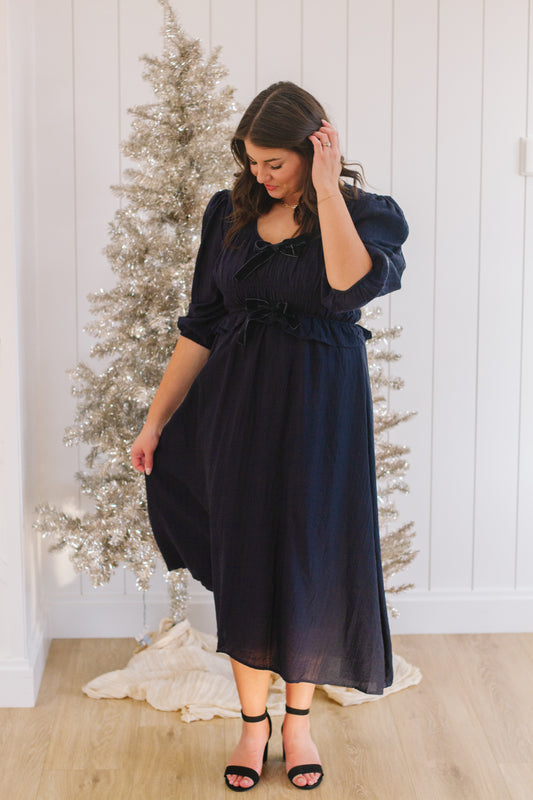 Aisla Midi Dress in Navy
