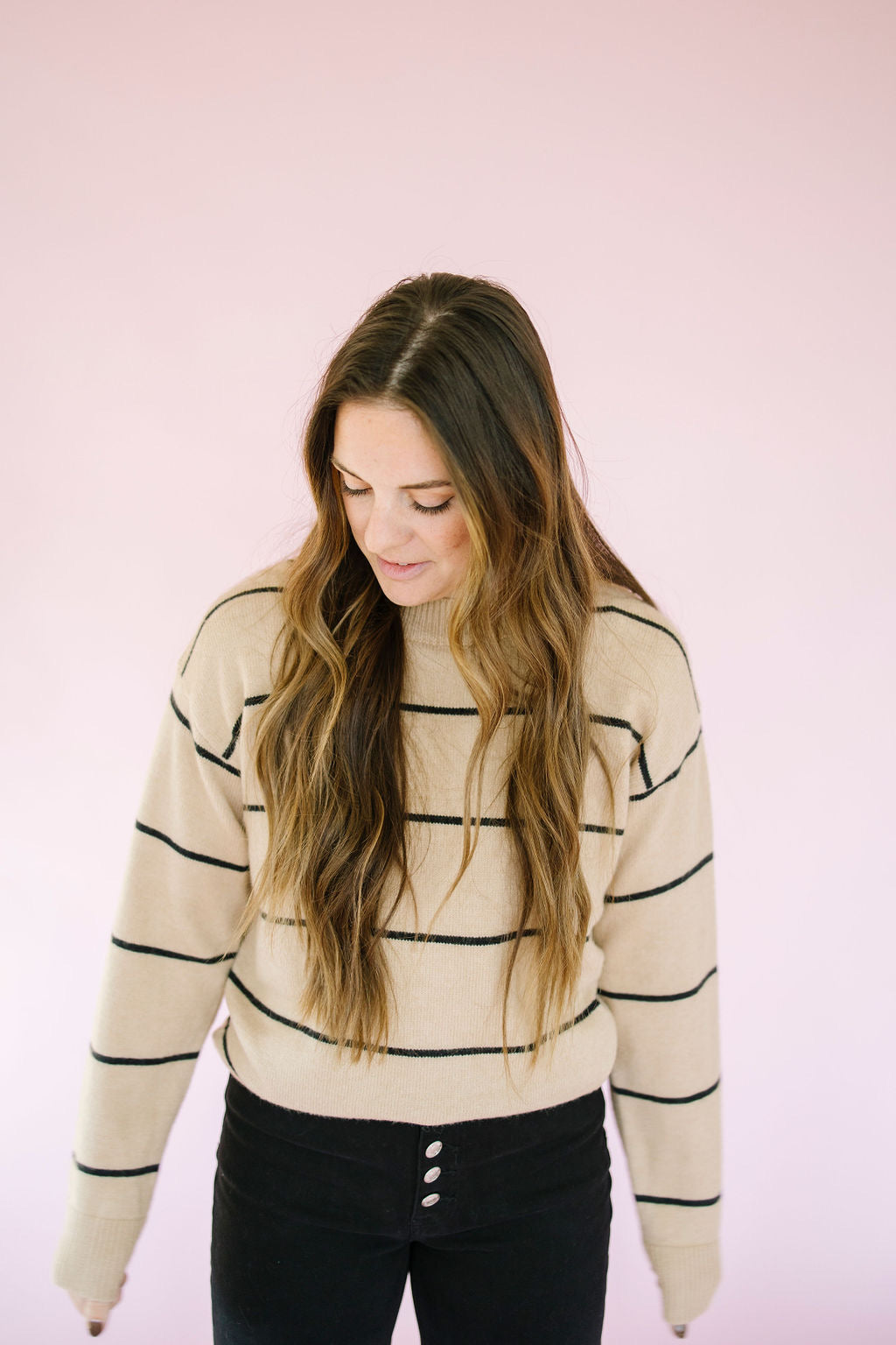 Shay Striped Sweater in Sand