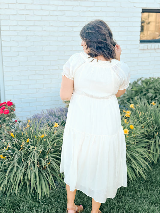 Raina Midi Dress in Cream