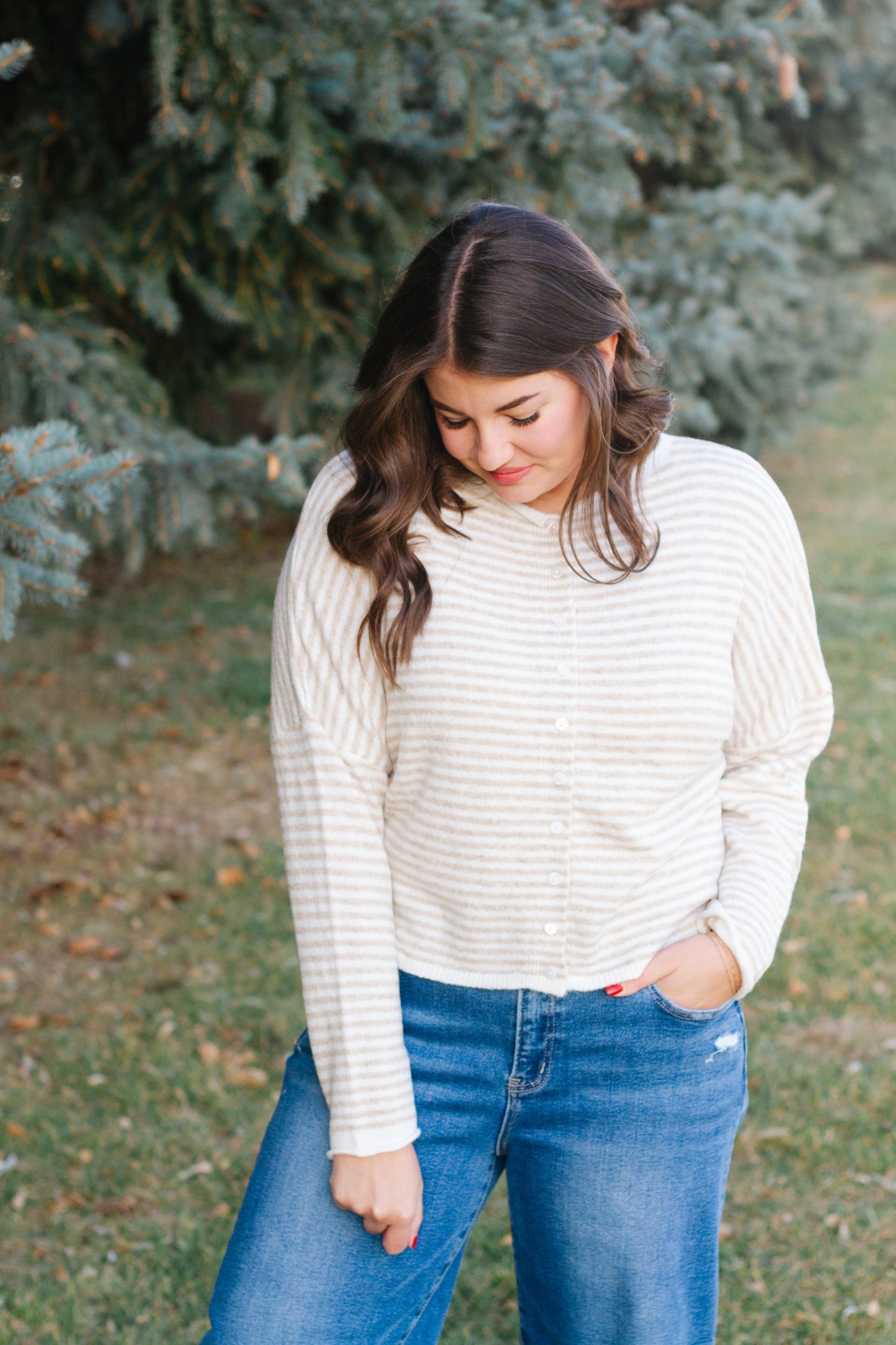 Melina Stripe Sweater in Khaki