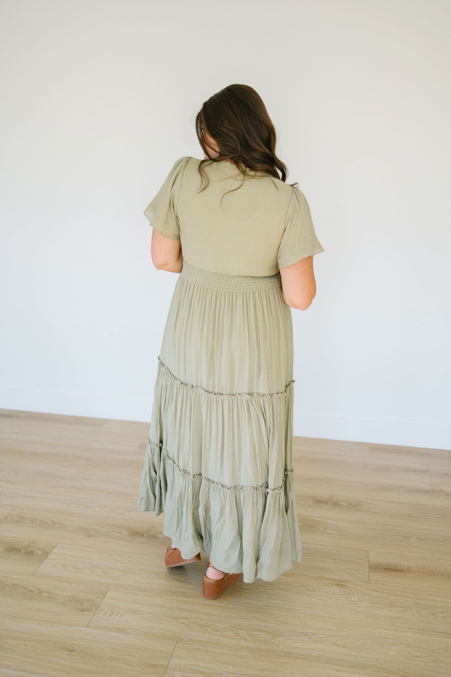 *Taylor Tiered Maxi Dress in Olive - Lettie Boutique