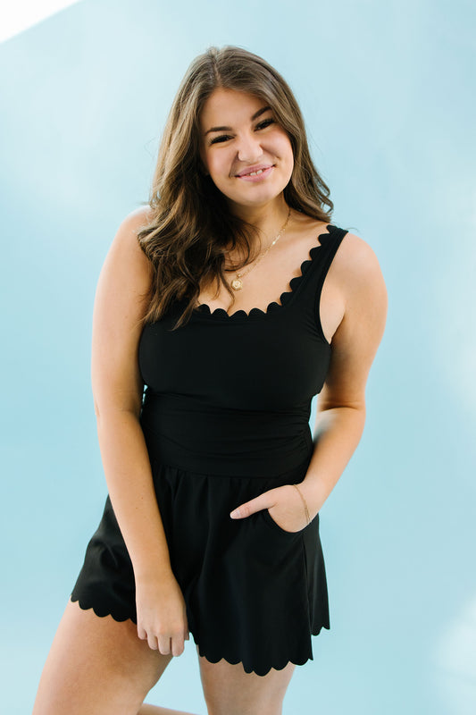 Misty Scalloped Romper Swimsuit - Lettie Boutique