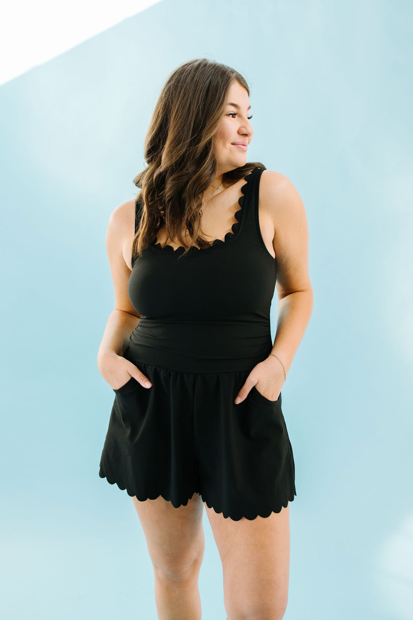 Misty Scalloped Romper Swimsuit